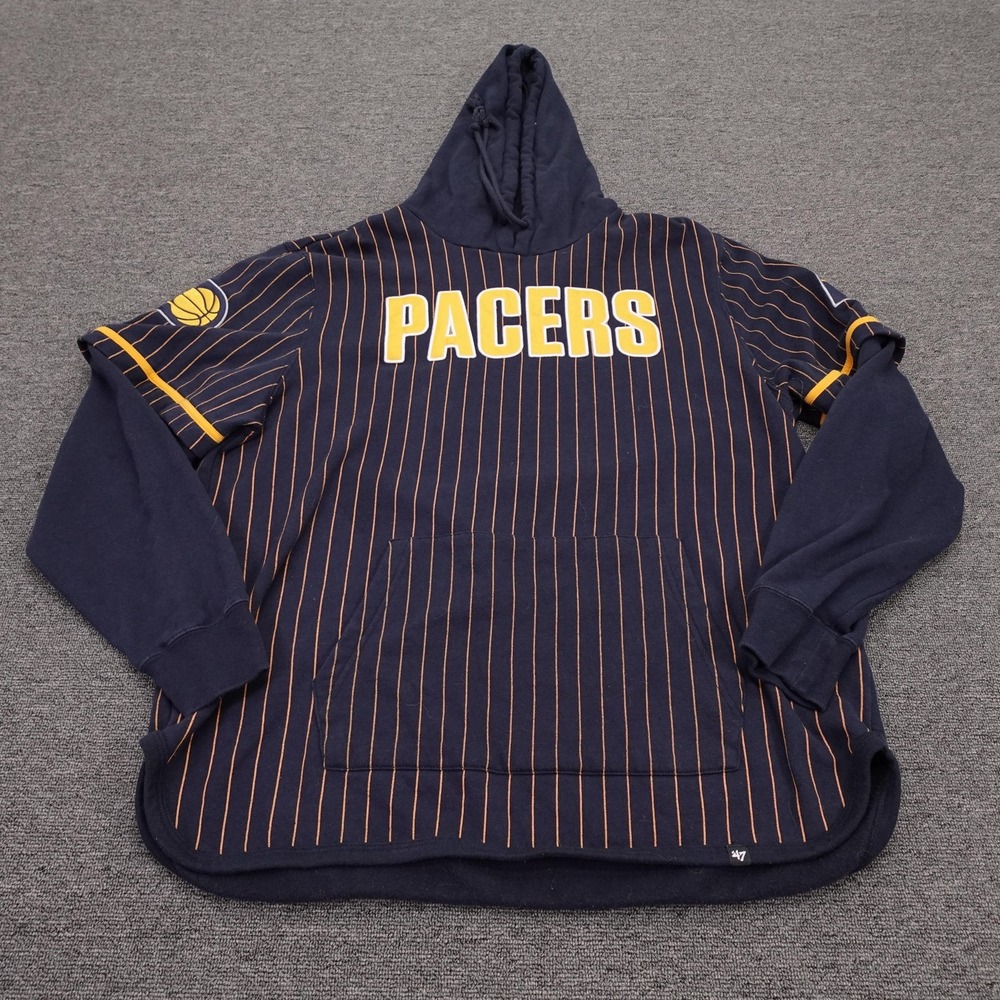 Indiana Pacers Hoodie Mens XL Blue NBA Basketball '47 Pinstripe Sweatshirt